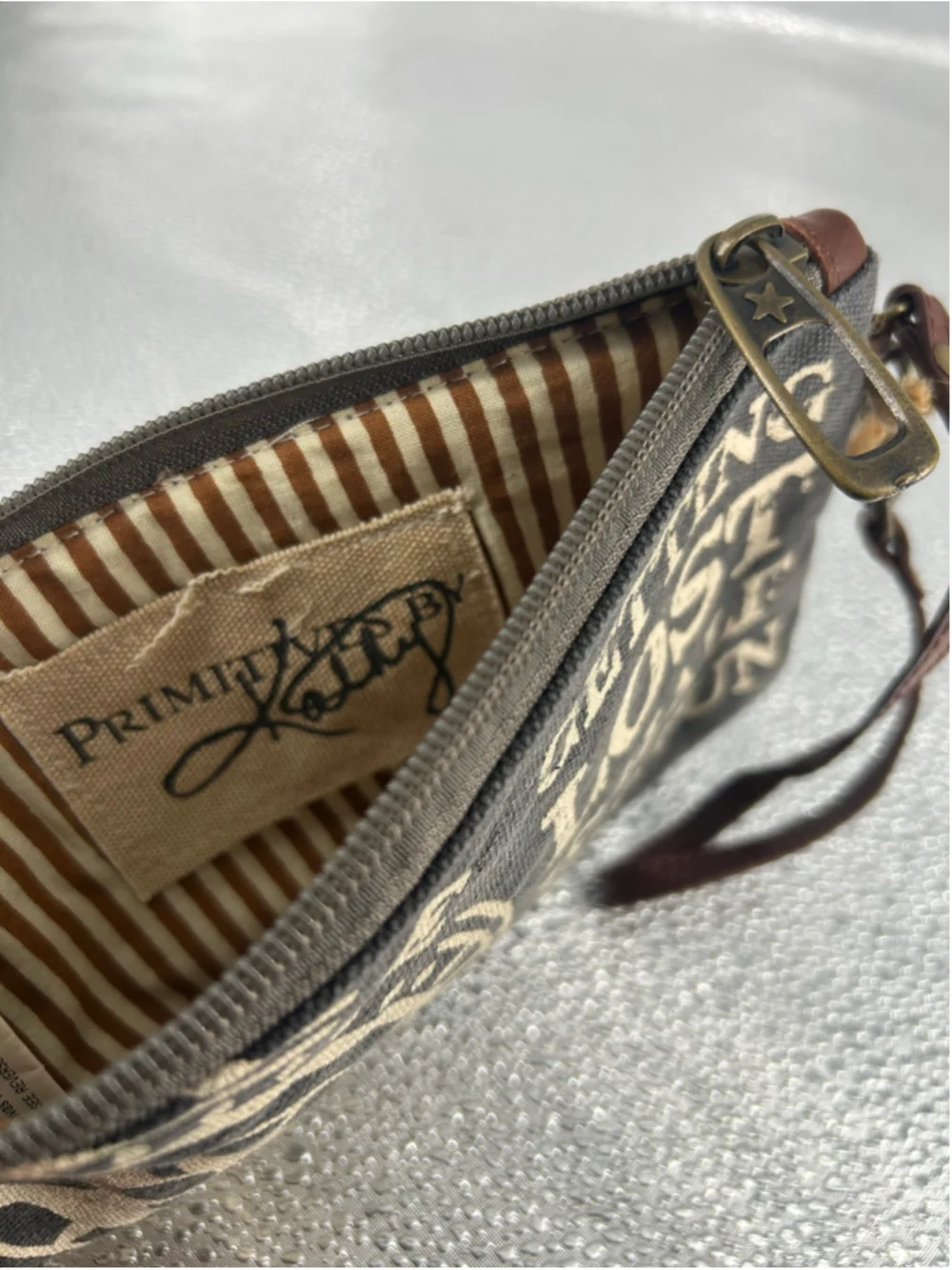 Women's Primitives by Kathy Black Beige Compass Wristlet One Size
